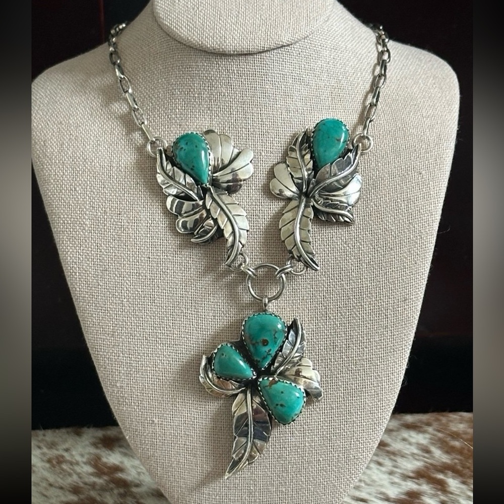Kingman Turquoise Statement Feathers Southwestern… - image 3